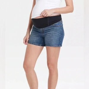 Isabel Maternity By Ingrid & Isabel Over The Belly MIDI Jean Shorts Size Medium